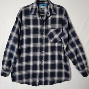 Bay Trading Co Mens Shirt Sz L Button Down Long Sleeve Flannel Black Blue Grey